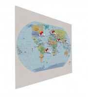 Nástěnka Bulletin Float - 90×120 cm - mapa světa